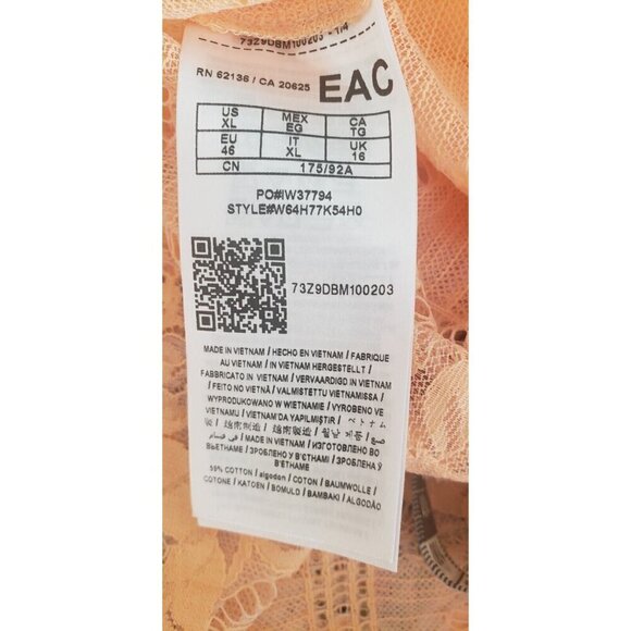 GUESS SWEET PEACH LACE SLEEVELESS BLOUSE TOP SZ XL - Picture 5 of 6